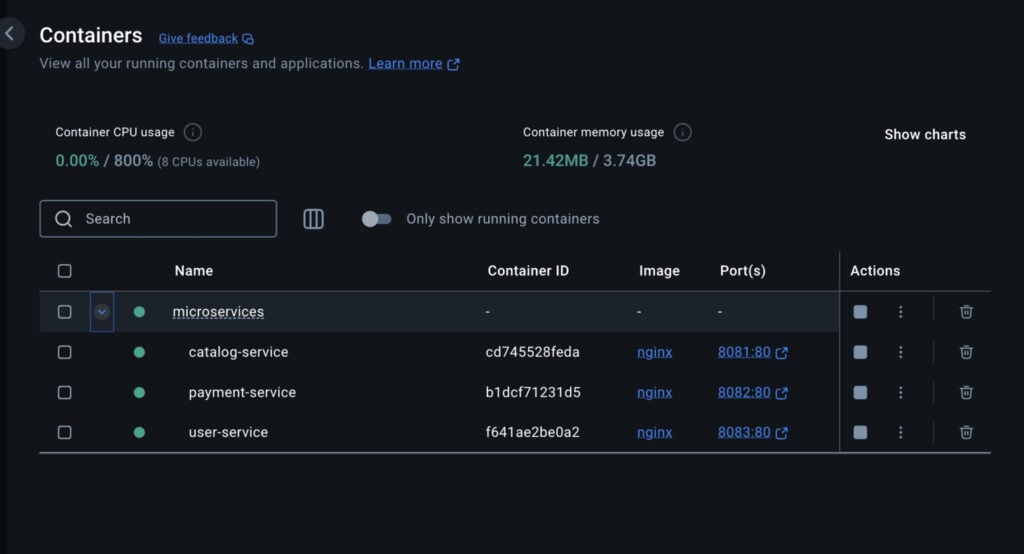With Docker, you can containerize each part of your microservices application.