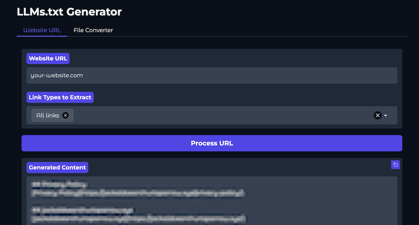 Wordlift's llms.txt generator