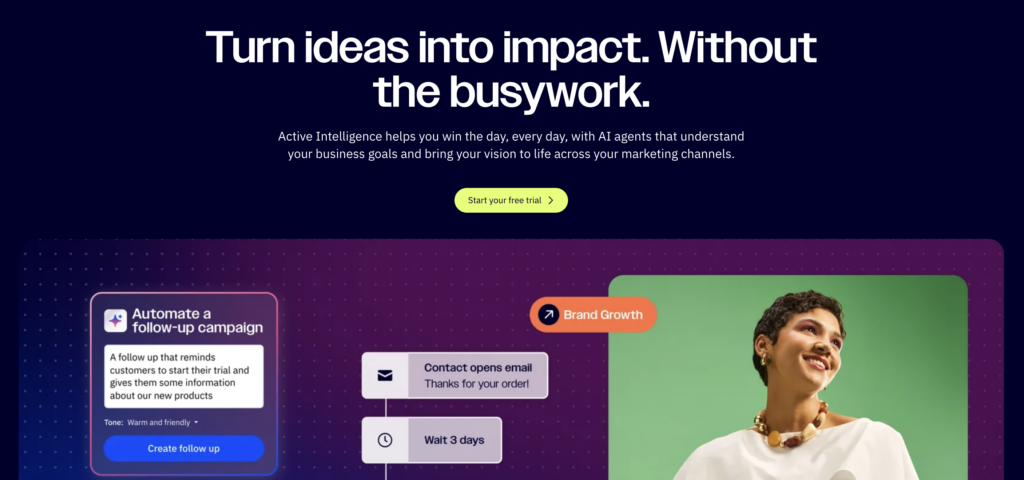 Homepage von ActiveCampaign