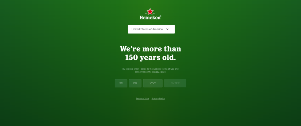 Heineken splash page