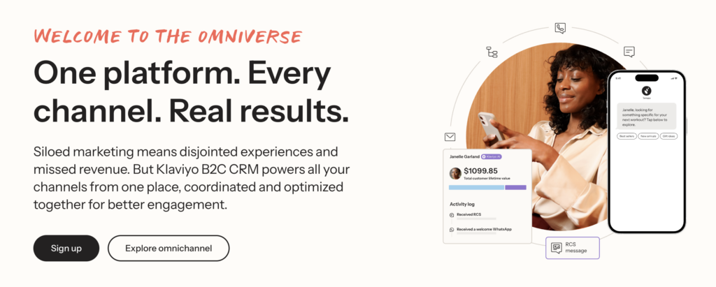 Homepage von Klaviyo