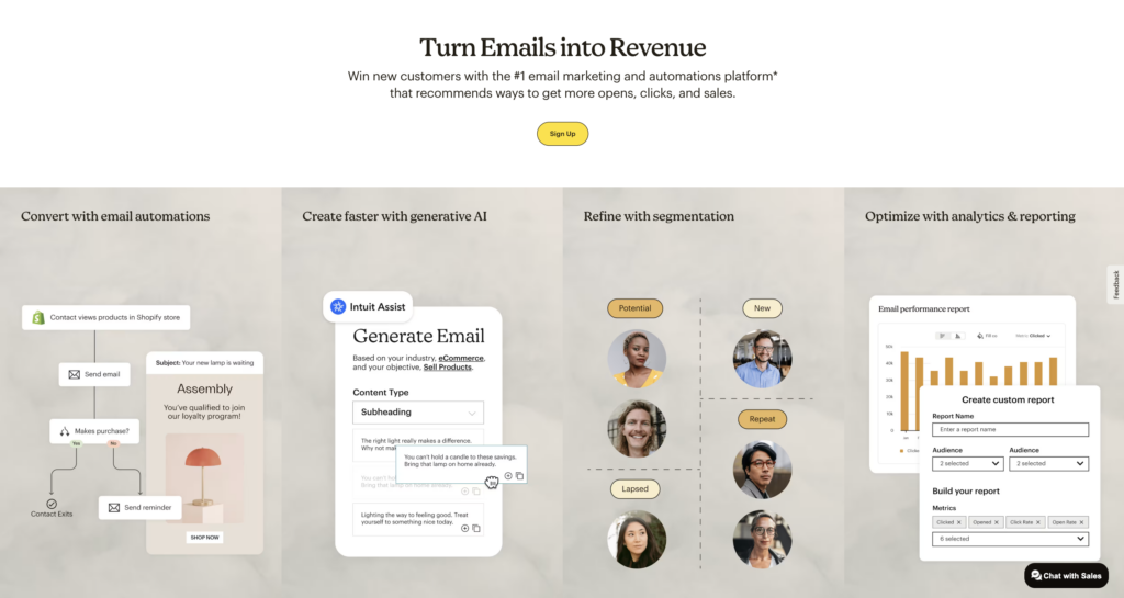Homepage von MailChimp