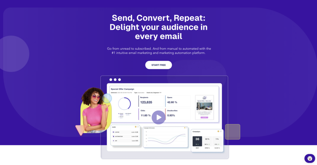 Homepage von Moosend