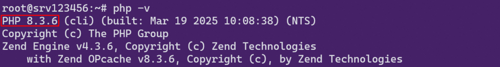 Checking the current PHP version using terminal command.
