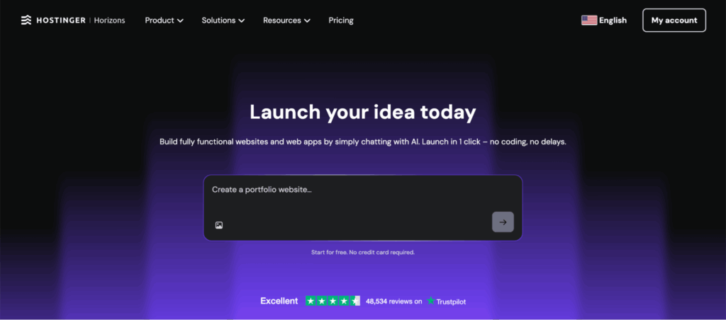 Hostinger-Horizons-homepage