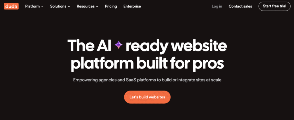 Duda landing page