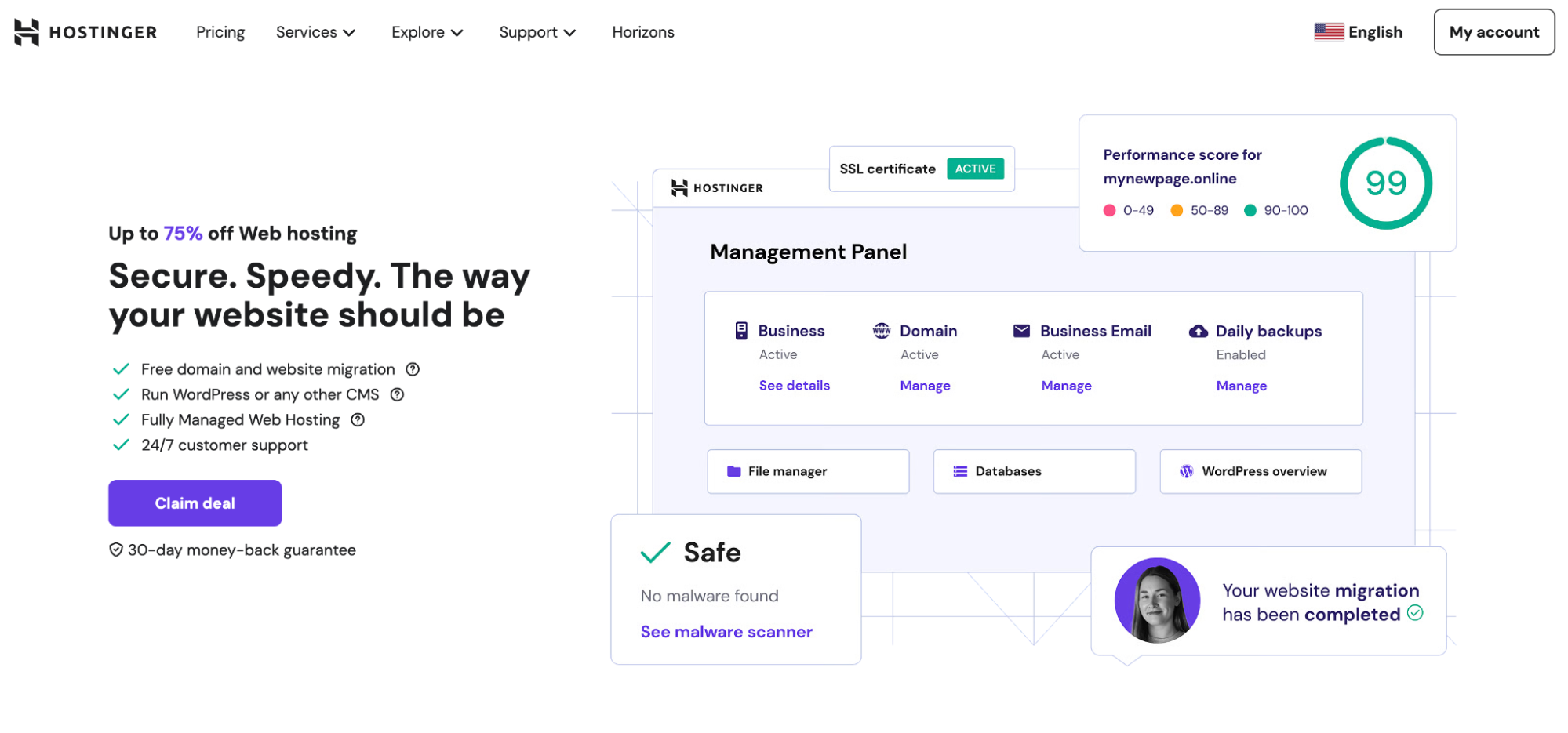 Hostinger web hosting landing page