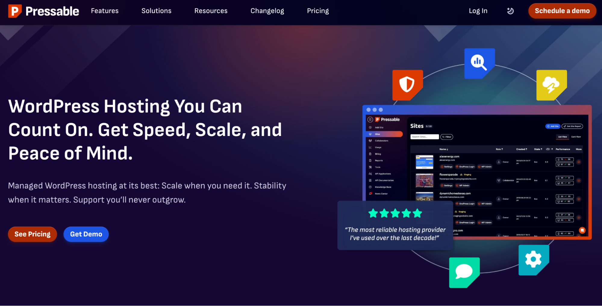 Pressable landing page