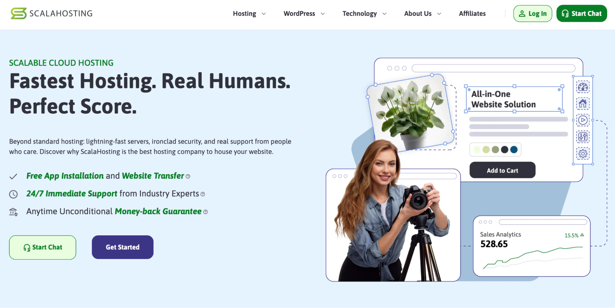 ScalaHosting landing page