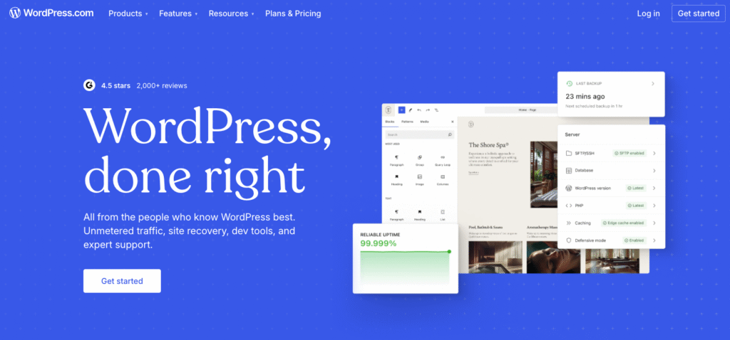 WordPress.com landing page