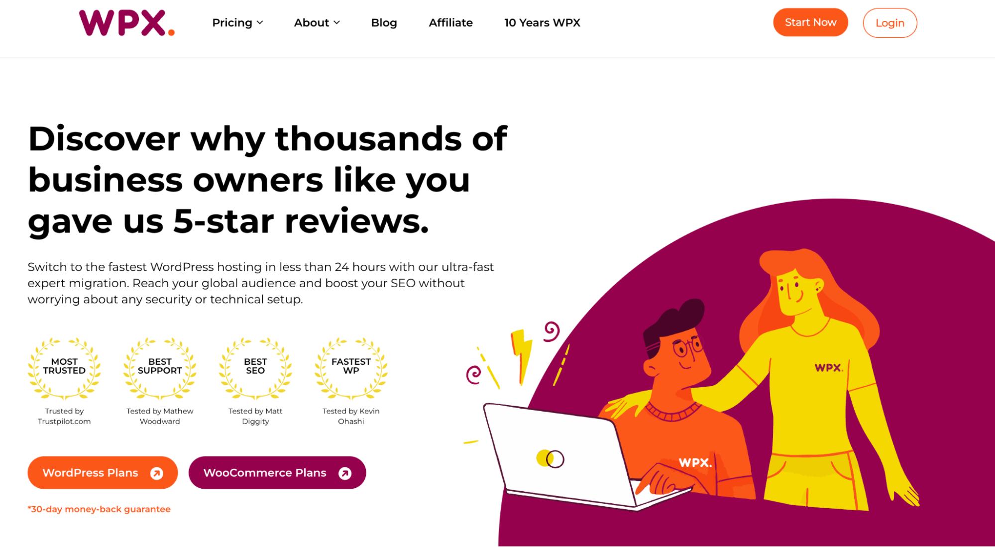 WPX hosting landing page