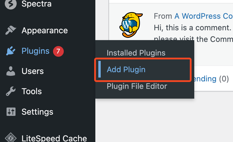 add new plugin in WP