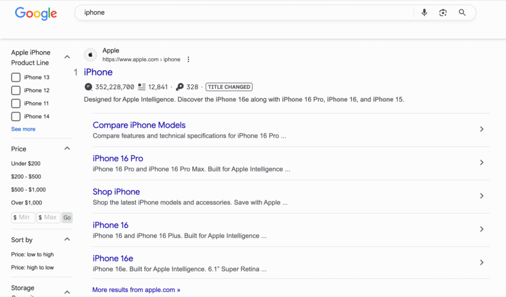 Example of rich results on Google