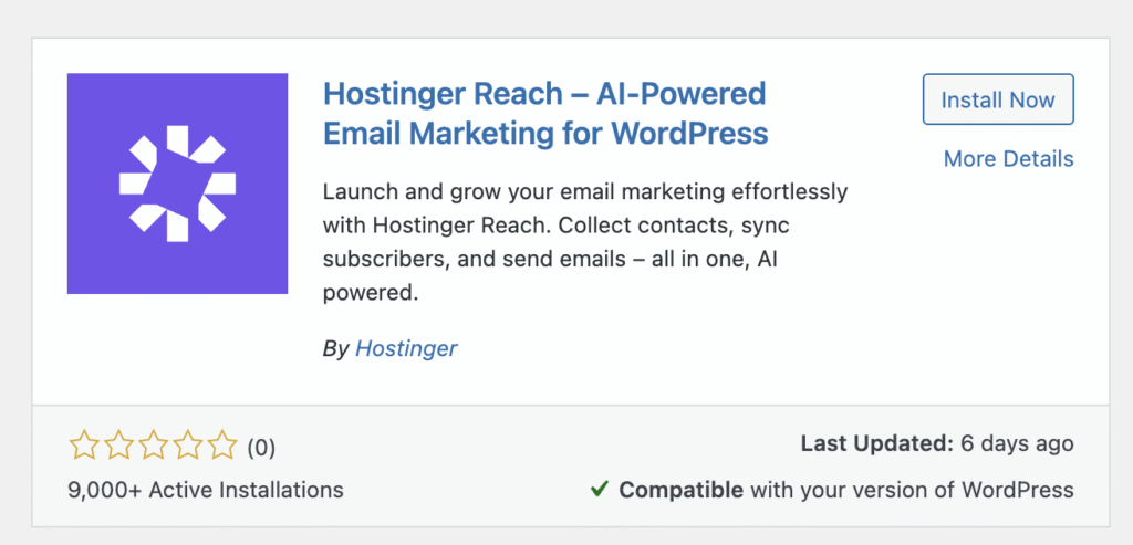 hostinger reach plugin WP