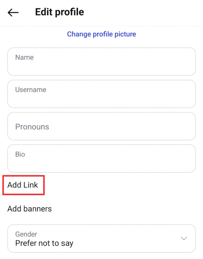 Instagram profile editing dashboard