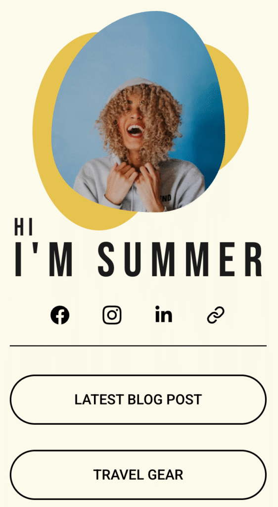 Example link-in-bio page for content creator
