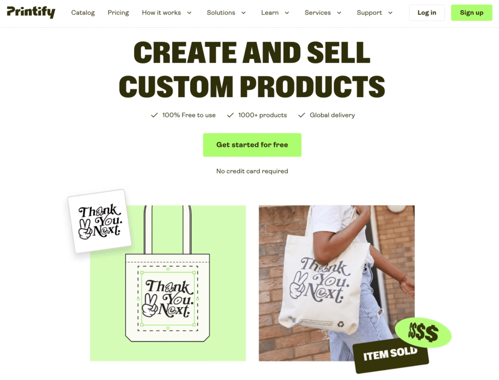 Homepage of Printify