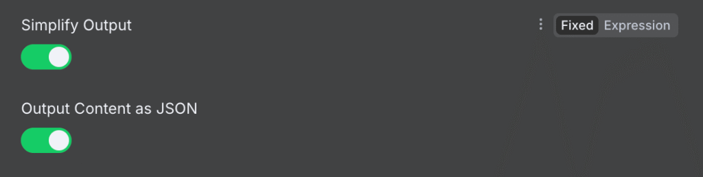 The OpenAI node's Output content as JSON setting