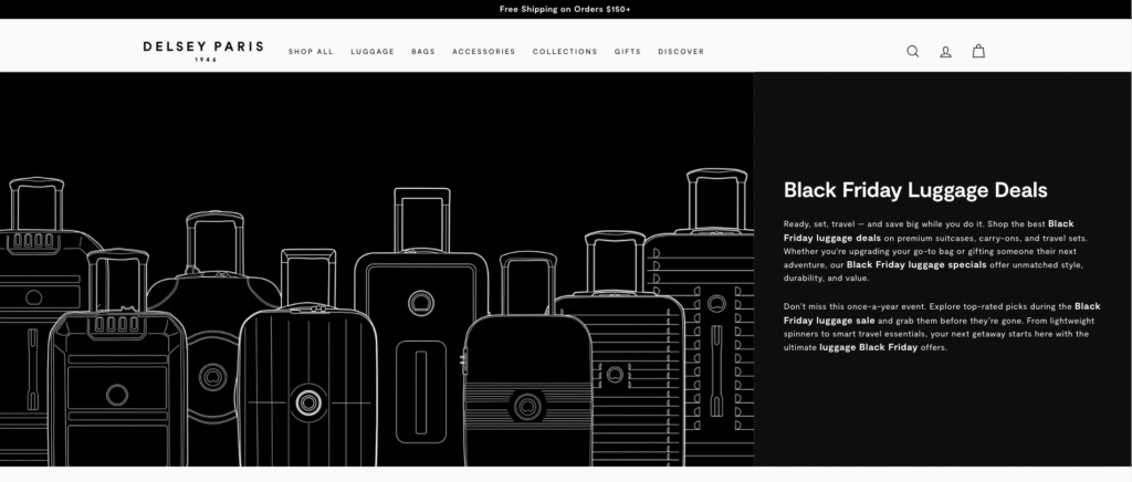 Delsey Black Friday landing page