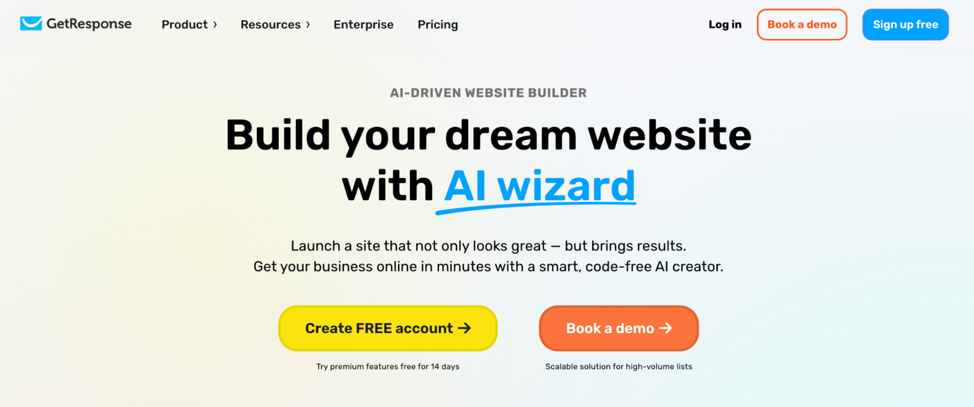 GetResponse landing page