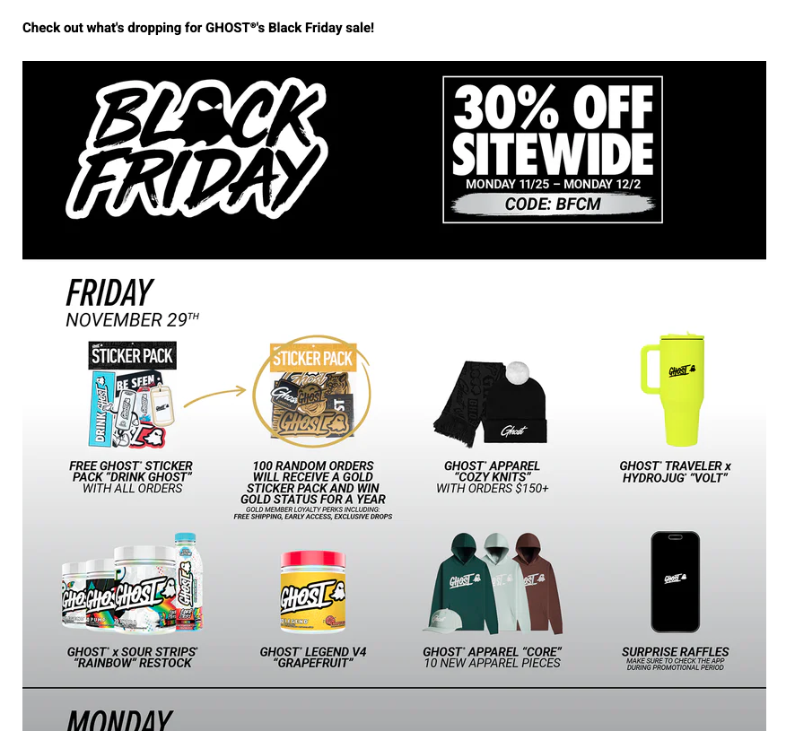 Ghost Black Friday landing page