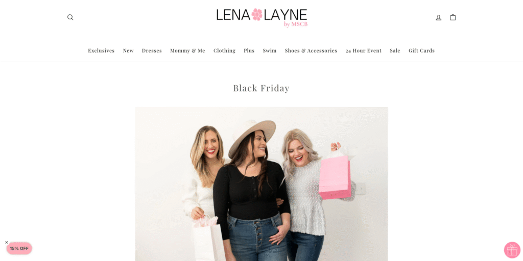 Lena Layne's Black Friday landing page