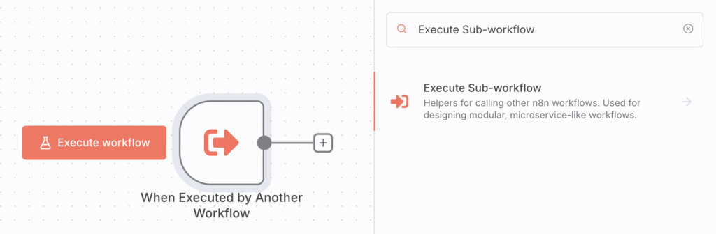 n8n canvas with the Execute Sub-workflow node.
