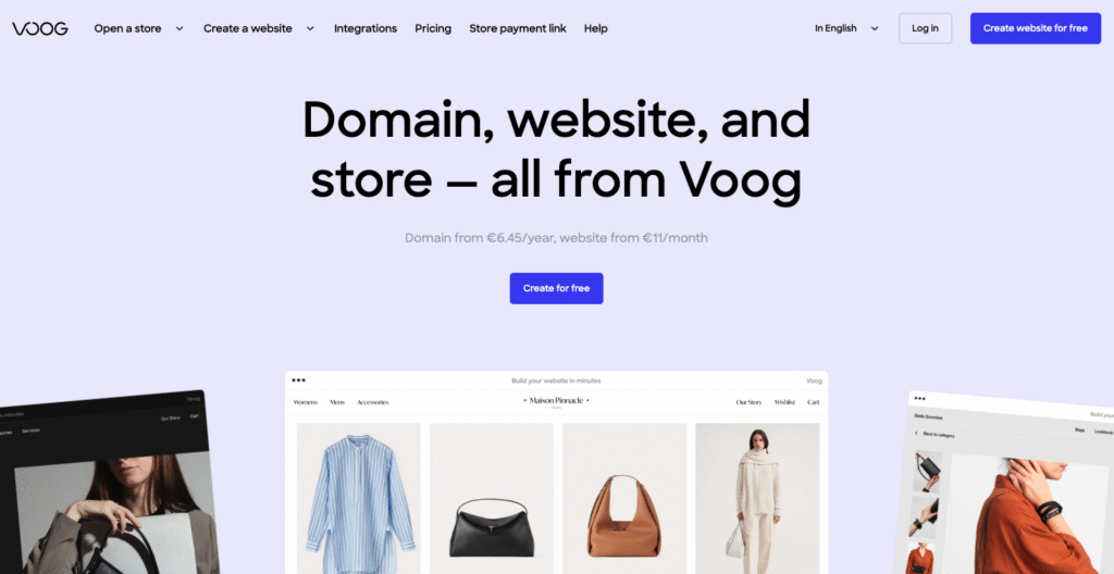Voog landing page