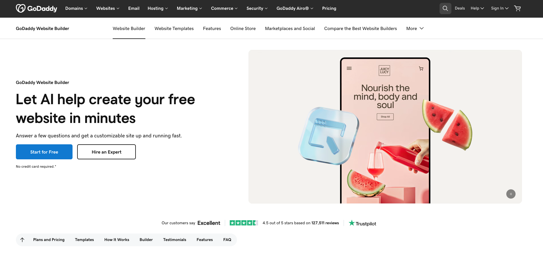 GoDaddy website screenshot