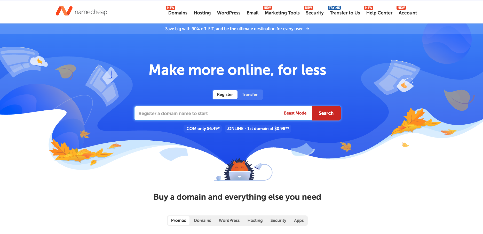 Namecheap website screenshot