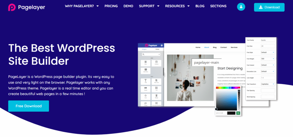 Pagelayer landing page builder