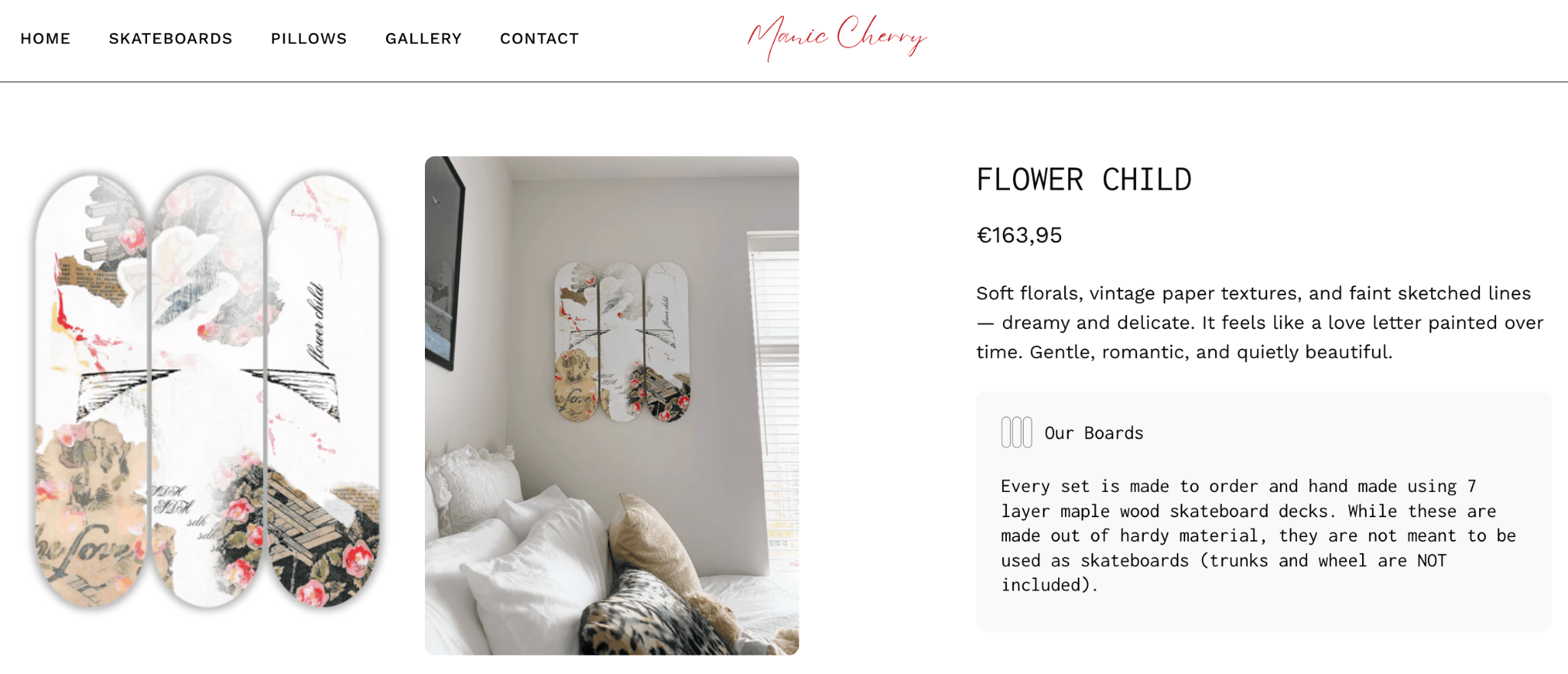 Product page of Manic Cherry