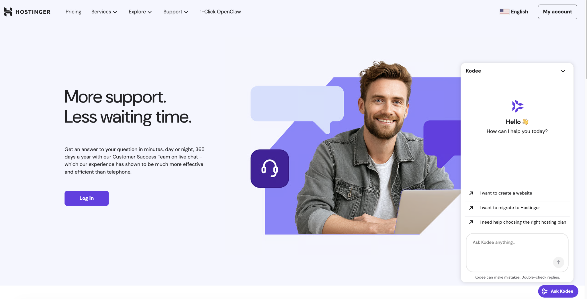 Hostinger support page