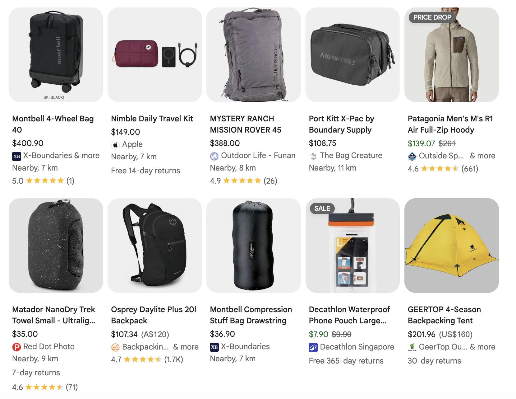 Outdoor and travel gear