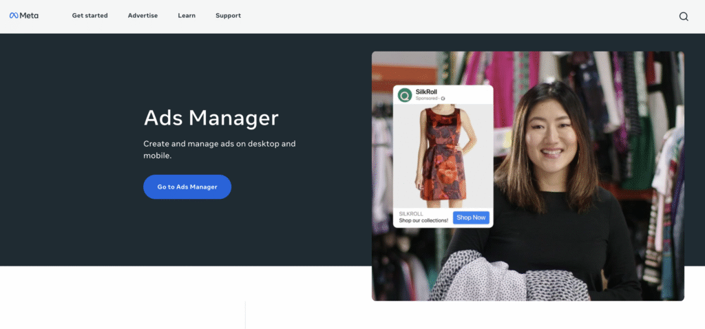 Facebook Ads manager home page