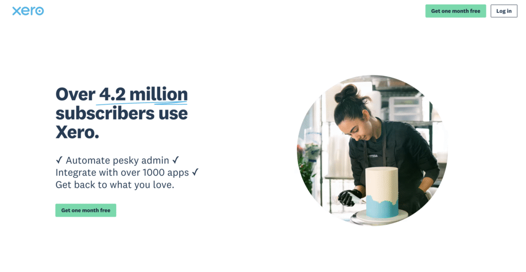 Xero landing page