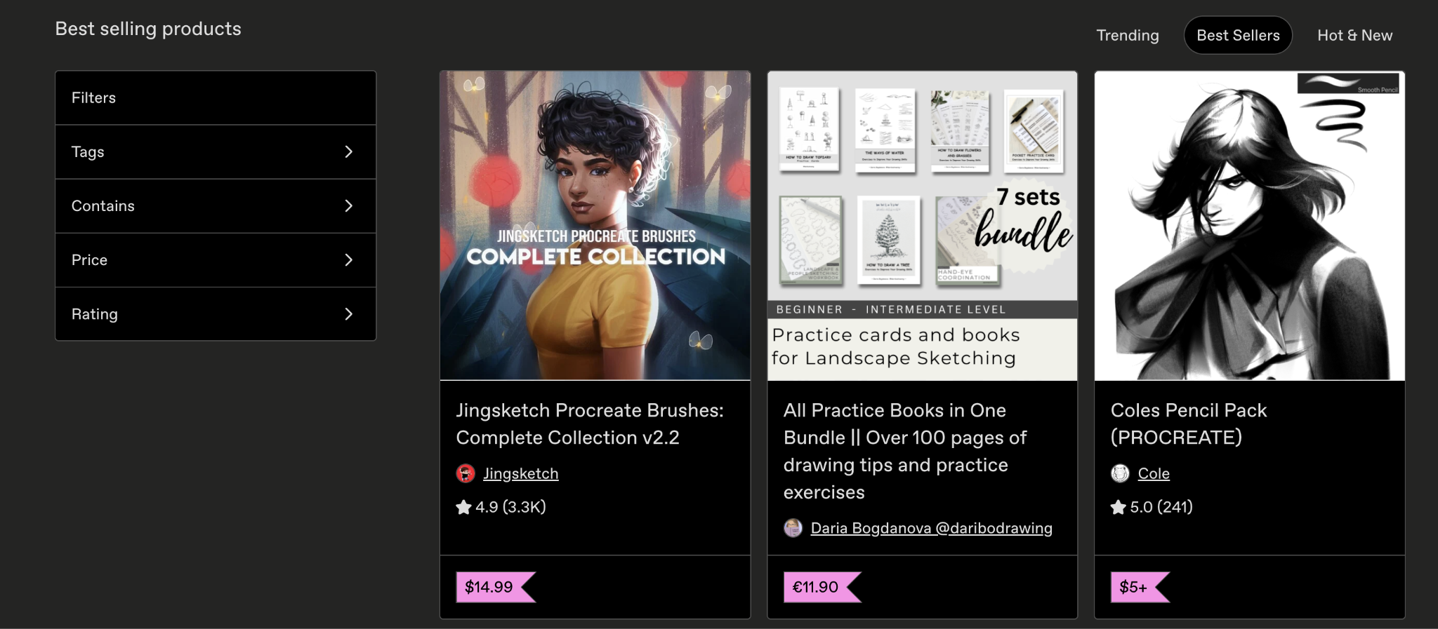 Gumroad best seller page