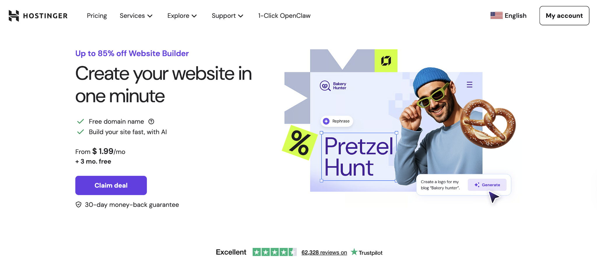 Hostinger Website Builder home page