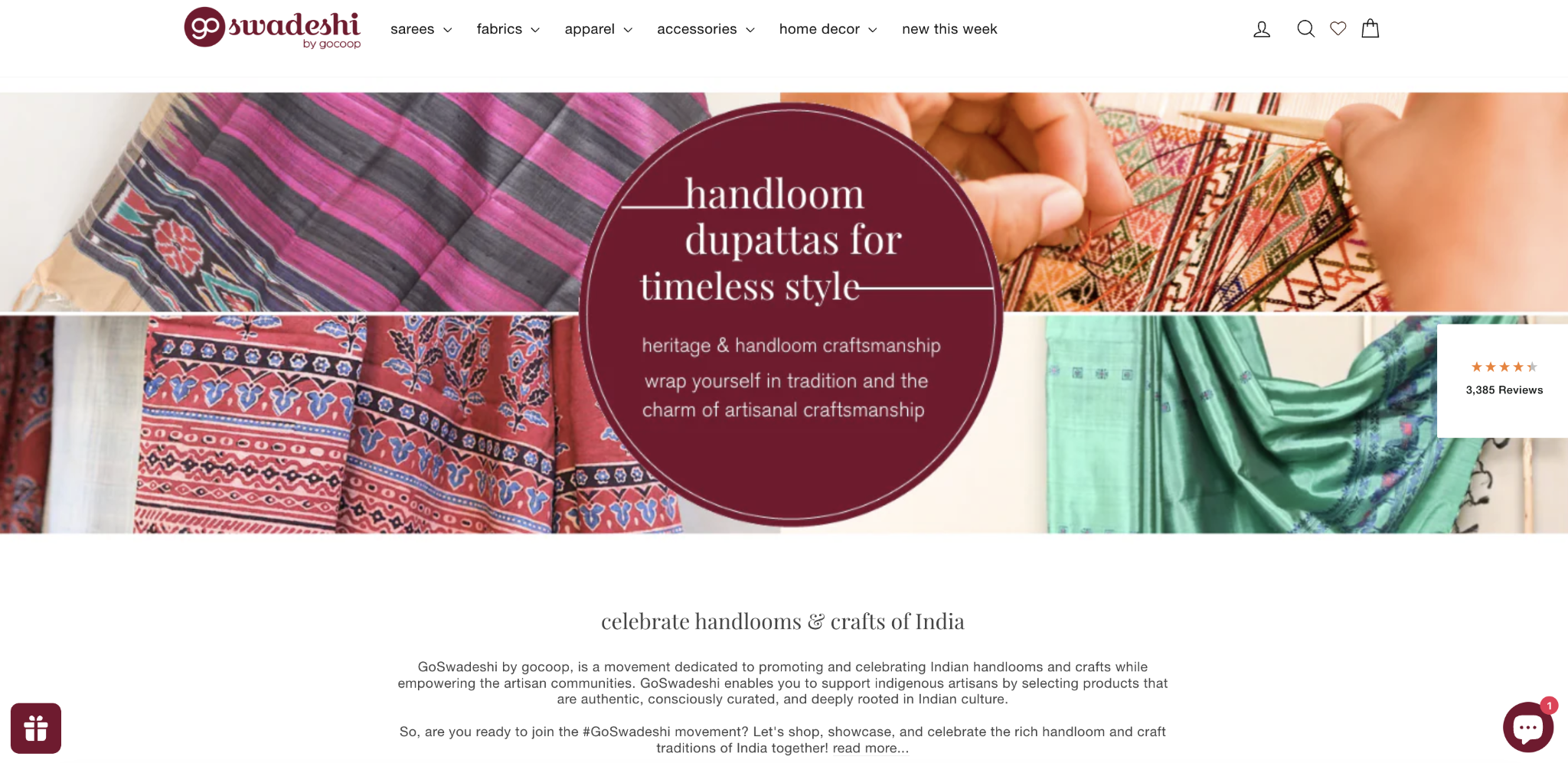 Indian textile website using the .in domain