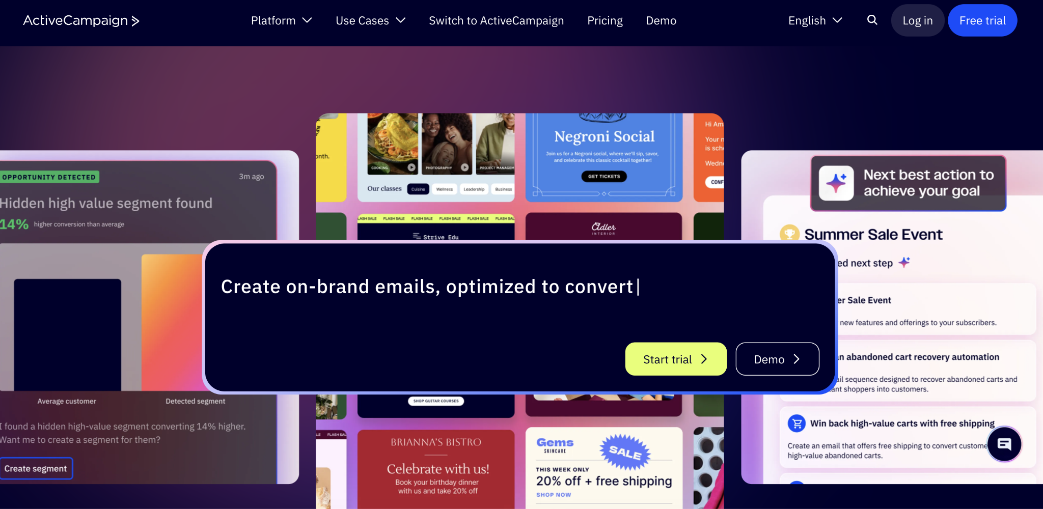 ActiveCampaign home page