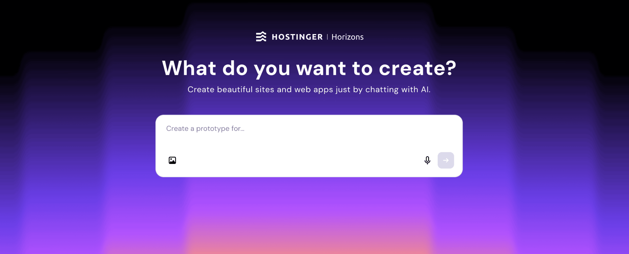 Main dashboard of Hostinger Horizons