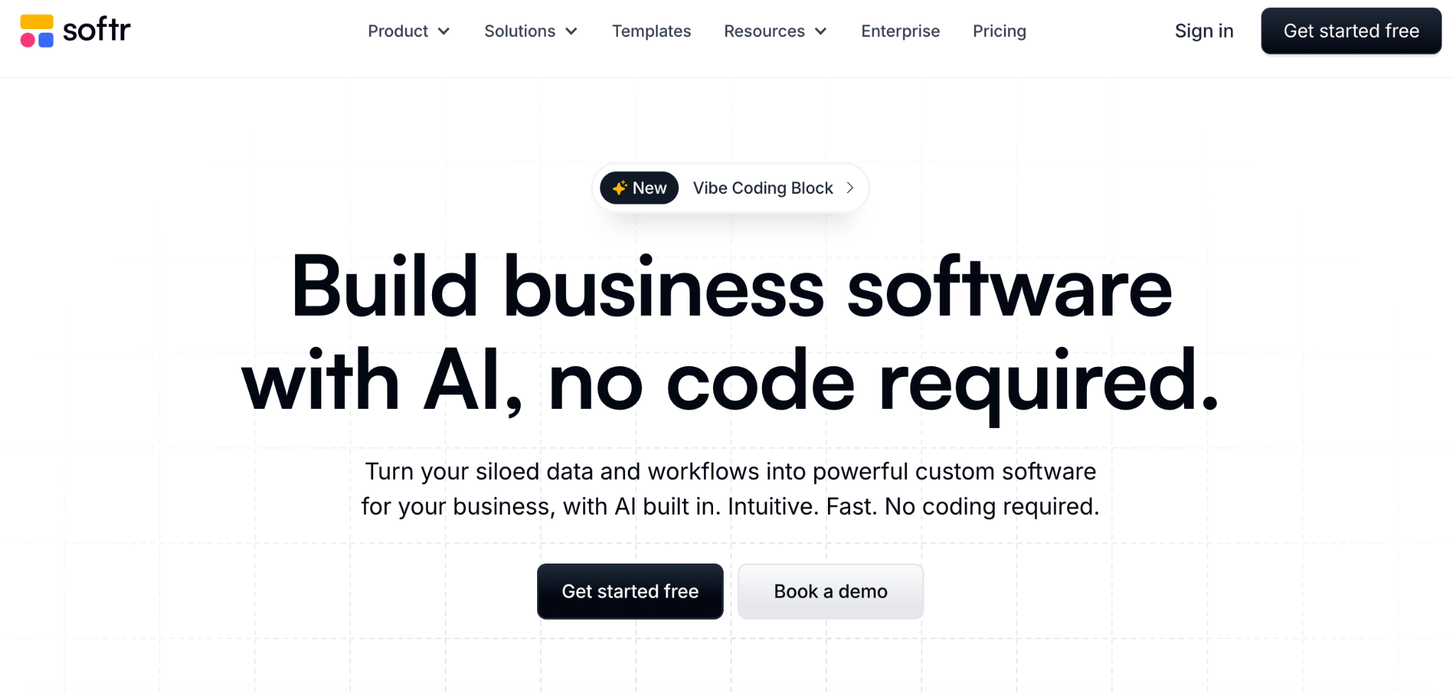 Homepage of Softr