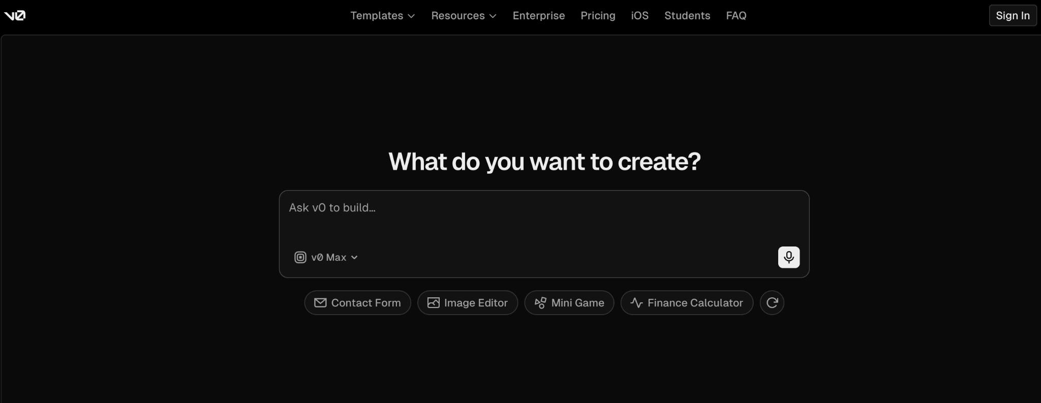 Homepage of v0