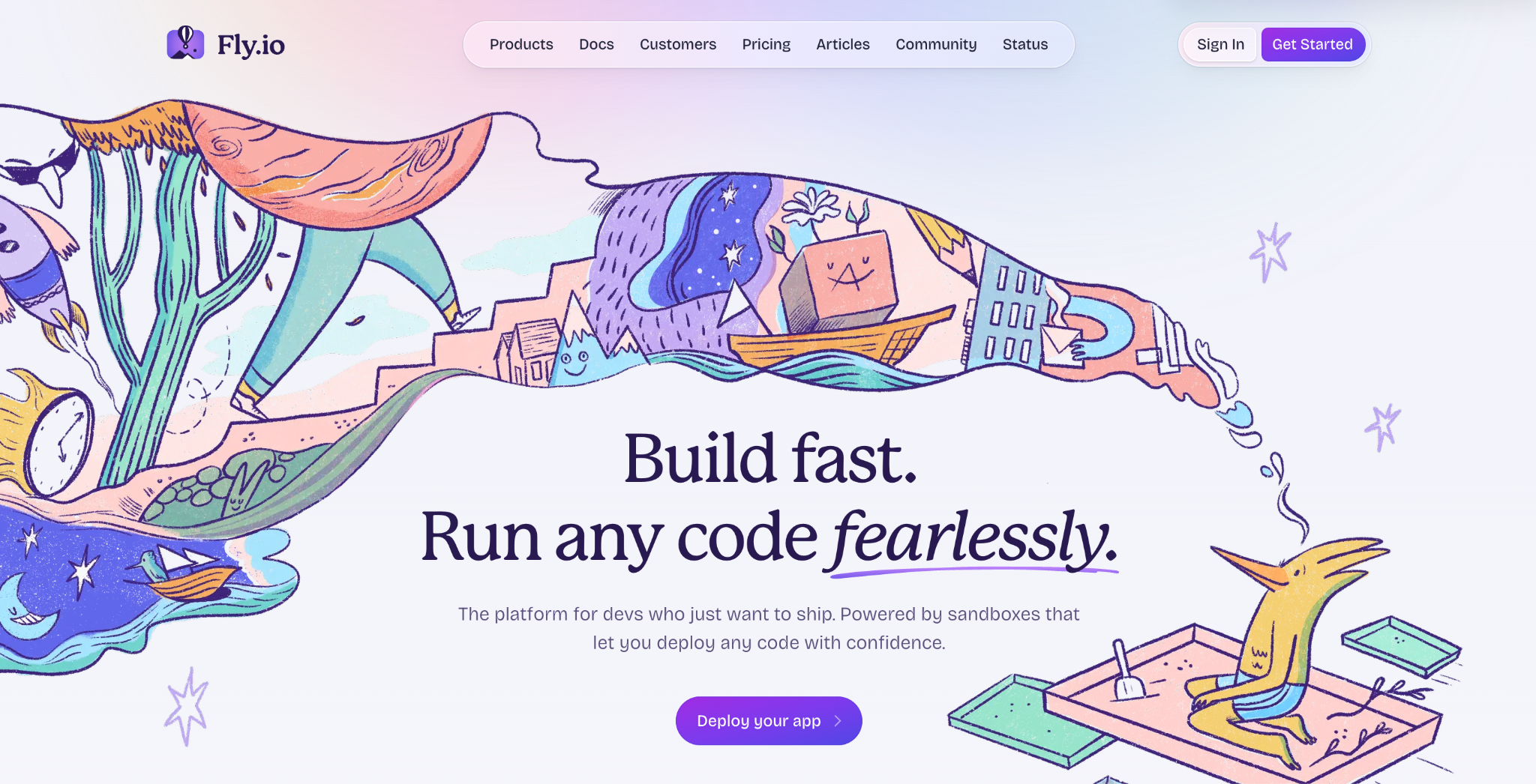 Homepage of Fly.io