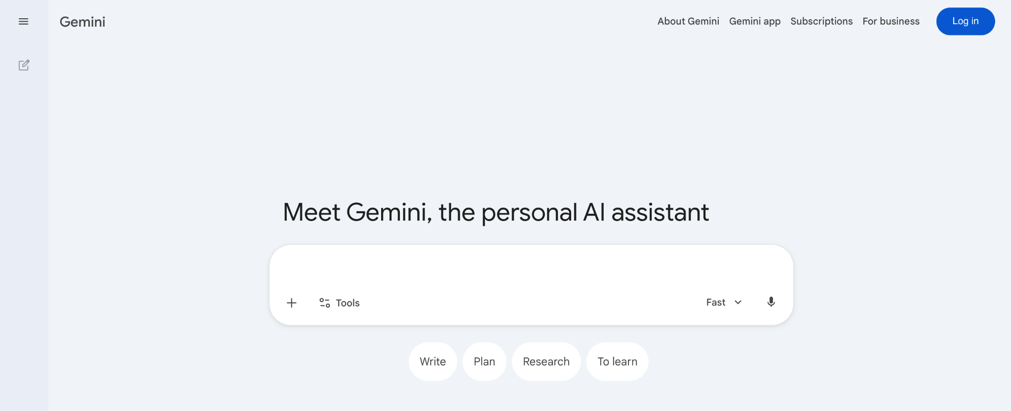 Homepage of Gemini