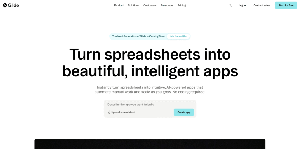 Glide landing page