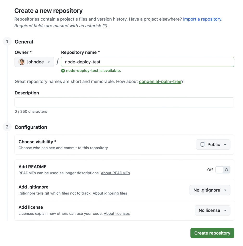 github-create-a-new-repository The Create repository menu in GitHub