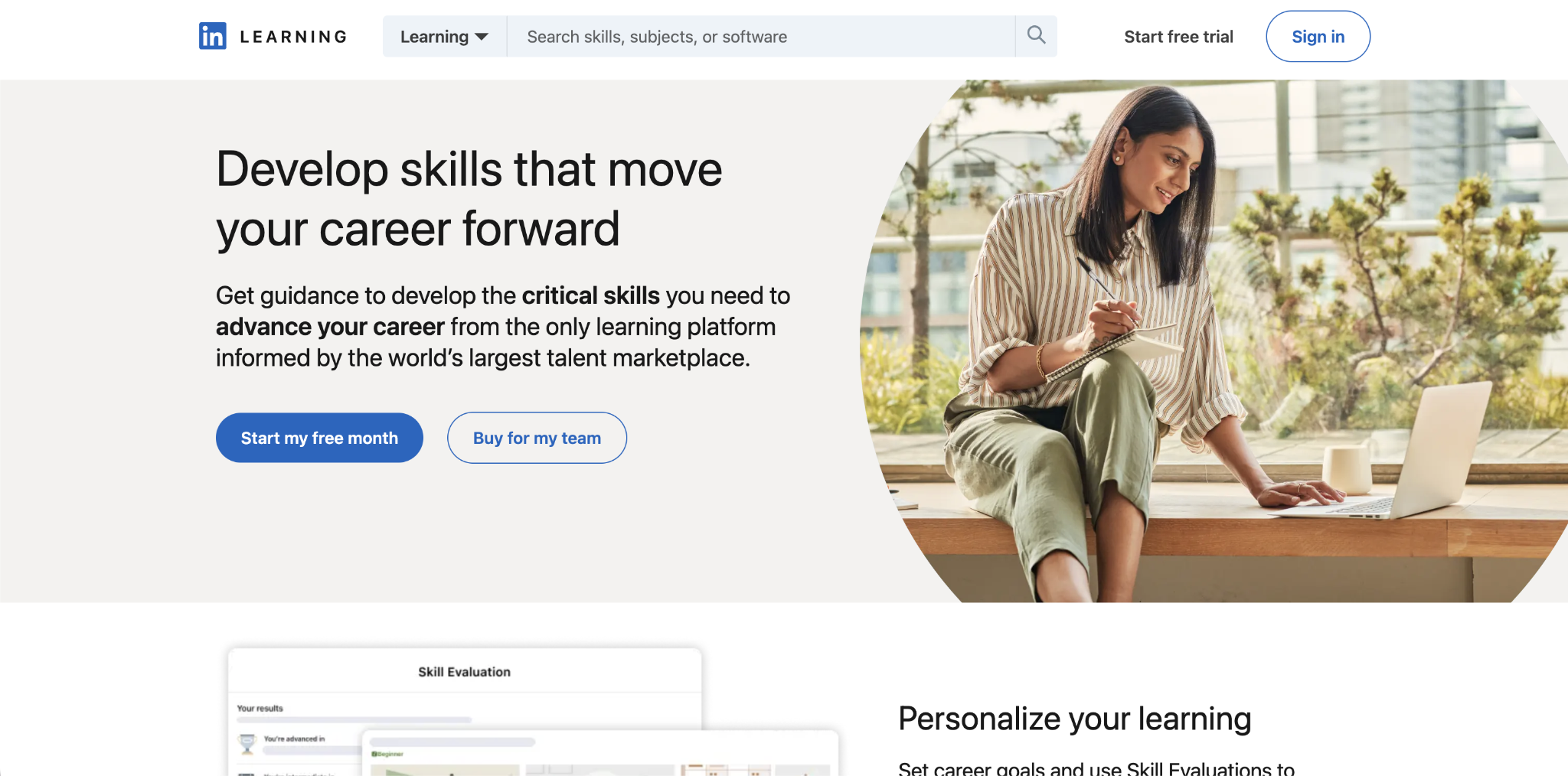 LinkedIn Learning landing page