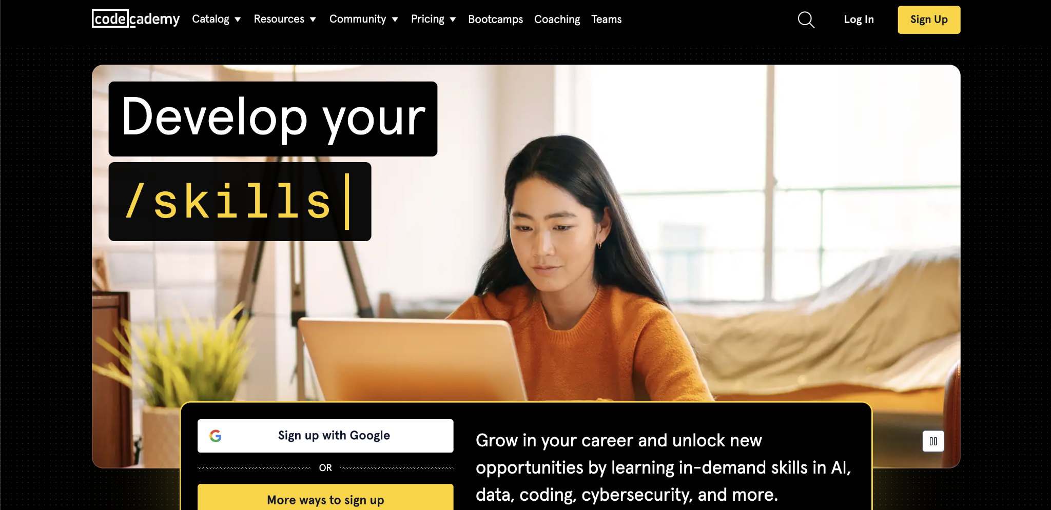 Codecademy landing page