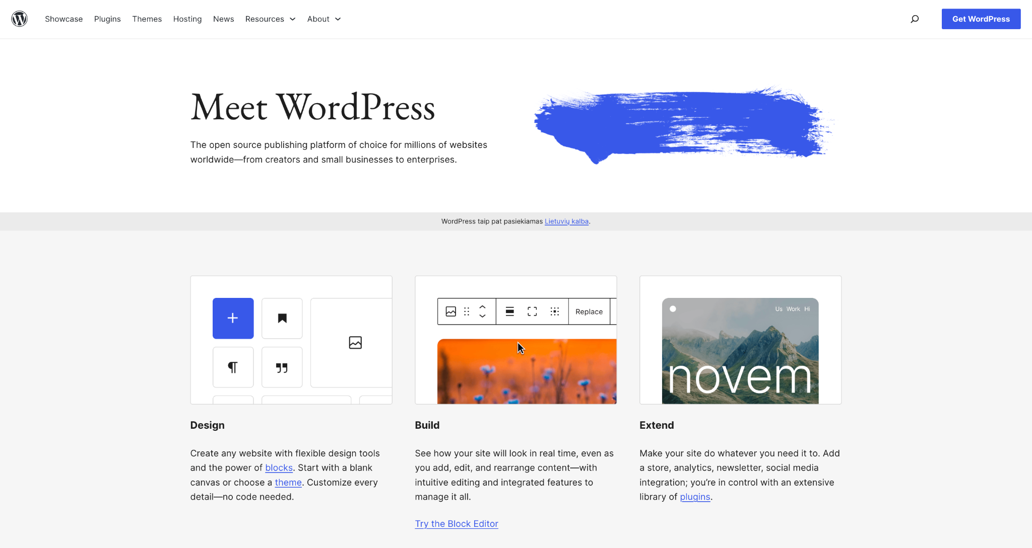 WordPress landing page